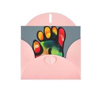 Pink Greeting Card DLXW colorful dog paw Pattern for Christmas, Children's Birthday, Valentine's Day, Wedding Anniversary & Party Invitation
