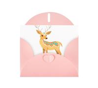 Pink Greeting Card DLXW Colorful lace little elk Pattern for Christmas, Children's Birthday, Valentine's Day, Wedding Anniversary & Party Invitation