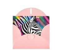 Pink Greeting Card DLXW Colorful Rainbow Zebra Pattern for Christmas, Children's Birthday, Valentine's Day, Wedding Anniversary & Party Invitation