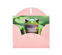 Pink Greeting Card DLXW cute frog Pattern for Christmas, Children's Birthday, Valentine's Day, Wedding Anniversary & Party Invitation