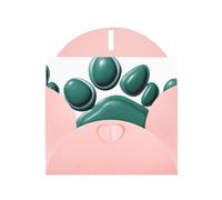 Pink Greeting Card DLXW Green airbag paw print Pattern for Christmas, Children's Birthday, Valentine's Day, Wedding Anniversary & Party Invitation