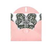 Pink Greeting Card DLXW Green lace picture Pattern for Christmas, Children's Birthday, Valentine's Day, Wedding Anniversary & Party Invitation