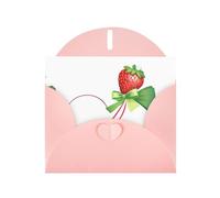 Pink Greeting Card DLXW Green streamer strawberries Pattern for Christmas, Children's Birthday, Valentine's Day, Wedding Anniversary & Party Invitation