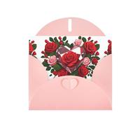 Pink Greeting Card DLXW Heart diamond among roses Pattern for Christmas, Children's Birthday, Valentine's Day, Wedding Anniversary & Party Invitation