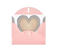 Pink Greeting Card DLXW Heart shaped pattern on the beach Pattern for Christmas, Children's Birthday, Valentine's Day, Wedding Anniversary & Party Invitation