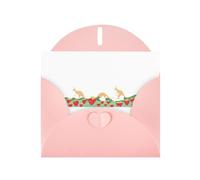 Pink Greeting Card DLXW Kangaroos in the Strawberry Field Pattern for Christmas, Children's Birthday, Valentine's Day, Wedding Anniversary & Party Invitation