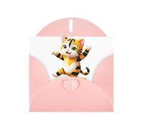 Pink Greeting Card DLXW Kitten in the colorful world Pattern for Christmas, Children's Birthday, Valentine's Day, Wedding Anniversary & Party Invitation