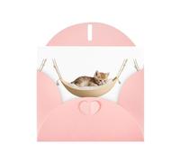 Pink Greeting Card DLXW Kitten in the cradle Pattern for Christmas, Children's Birthday, Valentine's Day, Wedding Anniversary & Party Invitation