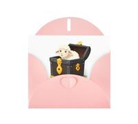 Pink Greeting Card DLXW Little sheep in the treasure box Pattern for Christmas, Children's Birthday, Valentine's Day, Wedding Anniversary & Party Invitation