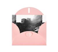 Pink Greeting Card DLXW Mountain mist over the stone steps Pattern for Christmas, Children's Birthday, Valentine's Day, Wedding Anniversary & Party Invitation