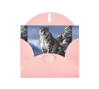 Pink Greeting Card DLXW Snow Leopard on the Mountain Pattern for Christmas, Children's Birthday, Valentine's Day, Wedding Anniversary & Party Invitation
