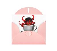 Pink Greeting Card DLXW The devil in the cup Pattern for Christmas, Children's Birthday, Valentine's Day, Wedding Anniversary & Party Invitation