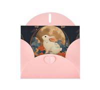 Pink Greeting Card DLXW The Rabbit Behind the Screen Pattern for Christmas, Children's Birthday, Valentine's Day, Wedding Anniversary & Party Invitation