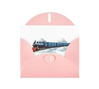 Pink Greeting Card DLXW Train passing through the clouds Pattern for Christmas, Children's Birthday, Valentine's Day, Wedding Anniversary & Party Invitation