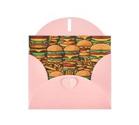 Pink Greeting Card Set with Blank Interior - many cute burgers Print Pearl Paper Birthday, Wedding & Anniversary Cards