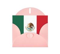 Pink Greeting Card Set with Envelopes - Flag of Mexico Print Blank Cards for Birthday, Valentine's Day & Party Invitations