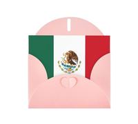 Pink Greeting Card Set with Envelopes - Flag of Mexico Print Blank Cards for Birthday, Valentine's Day & Party Invitations