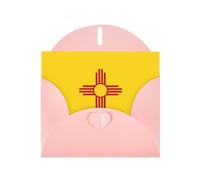 Pink Greeting Card Set with Envelopes - Flag of New Mexico Print Blank Cards for Birthday, Valentine's Day & Party Invitations