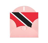 Pink Greeting Card Set with Envelopes - Flag of Trinidad and Tobago Print Blank Cards for Birthday, Valentine's Day & Party Invitations