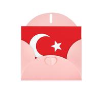 Pink Greeting Card Set with Envelopes - Flag of Turkey Print Blank Cards for Birthday, Valentine's Day & Party Invitations
