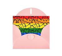 Pink Greeting Card Set with Envelopes - Gay Pride Rainbow Pattern Print Blank Cards for Birthday, Valentine's Day & Party Invitations