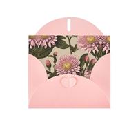 Pink Greeting Card with Envelopes - Blooming chrysanthemums Print Blank Cards for Birthday, Wedding, Encouragement, Blessed Occasions