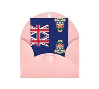 Pink Greeting Card with Matching Envelope - Flag of the Cayman Islands Print Blank Blessed Design - Pearl Paper Humorous Note Cards