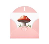 Pink Greeting Card YYHWHJDE Mushroom Cottage Picture Perfect for Valentine's Day, Wedding Anniversary & Party Invitations
