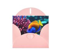 Pink Greeting Card YYHWHJDE Ocean Tropical Fish Coral Undersea World Picture Perfect for Valentine's Day, Wedding Anniversary & Party Invitations