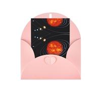 Pink Greeting Cards with Envelopes â€“ Outer Space Galaxy Solar System Print Blank Note Cards, Perfect for Birthday, Wedding, Anniversary