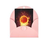 Pink Greeting Cards with Envelopes - Fired Up Basketball Print Blank Note Cards, Perfect for Birthday, Wedding, Anniversary