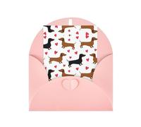 Pink Greeting Cards with Envelopes - Romantic Dachshunds Print Blank Note Cards, Perfect for Birthday, Wedding, Anniversary
