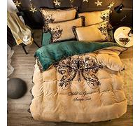 Pink Grey Gray Bedding Bed Duvet Set Velvet Quilt Cover Sets Flat Sheet Winter Twin King Double Size Soft Warm Flannel 4 Pcs (Yellow)