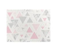 Pink Grey Silver Geometric Triangle Marble,500 Pieces Puzzles for Adults-Wooden Jigsaw Puzzle for Adults Elderly