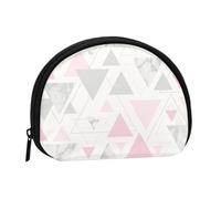 Pink Grey Silver Geometric Triangle Marble, Women's Storage Bag Shell Makeup Bag Small Coin Purse Shell Change Pouch