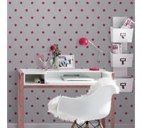 Rasch Light Grey Pink Stars Kids Children Bedroom Star Wallpaper Girls Toddler