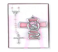 Pink Guardian Angel/Rosary Set