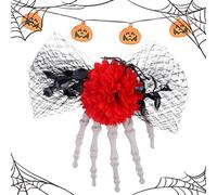 Pink Hair Pins - Halloween Barrettes, Halloween Hand Skeleton Barrettes | Gothic Hand Barrettes Horror Skeleton Pink Hand Barrettes Polyester Skeleton with a Design R