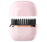 Pink Hair Straightener Comb, Wireless Rechargeable Hairbrush with 2000 mAh Battery, 3-Gear Temperature Settings, Anti-Scald Design, for Long Hair Styling
