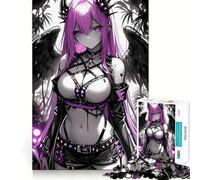 Pink-Haired Angel with Wings Gaming 1000 Piece Jigsaw Puzzles for Teenagers Jigsaw Logic Train Toy Stress Relief Smooth Cut Memorable Gift (38x52cm)