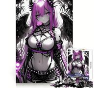 Pink-Haired Angel with Wings Gaming 1000 Pieces Jigsaw Puzzles for Teenagers Solid Logic Toy Peaceful Fun Precision Cut Amazing Present (38x26cm)