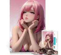 Pink-Haired Anime Girl Jigsaw Puzzles 1000 Piece for Teenagers Enhance Recall Relax Time Exact Edge Creative Gift (50x75cm)
