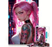 Pink Haired Anime Girl Posing Jigsaw Puzzles for Adults 1000 Pieces Clear Logic Toy Quiet Hobby Perfect Cut Stylish Gift (38x52cm)