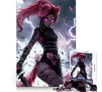 Pink-Haired Anime Warrior 1000 Piece Jigsaw Puzzles for Teenagers Strong Logic Toy Calm Escape Clear Edge Birthday Gift (38x26cm)