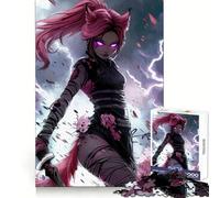 Pink-Haired Anime Warrior Jigsaw Puzzle 1000 Piece for Teenagers Strengthen Recall Calm Relax Quality Edge Perfect Present (38x52cm)