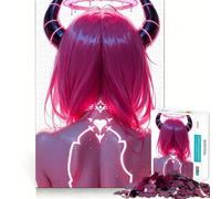 Pink Haired Demon Girl Back View 1000 Piece Jigsaw Puzzles for Adults Mind Skill Toy Casual Relax Design Assembly Art Collection Piece (38x26cm)