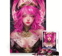 Pink-Haired Fantasy Queen Anime Jigsaw Puzzles 1000 Piece for Teenagers Enhance Recall Relax Time Exact Edge Creative Gift (38x26cm)