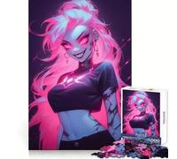 Pink Haired Goth Girl 1000 Pieces Jigsaw Puzzles for Teenagers Improve Memory Mental Relax Sharp Edge Creative Gift (38x52cm)