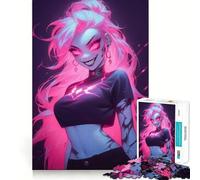 Pink Haired Goth Girl 1000 Pieces Jigsaw Puzzles for Teenagers Improve Memory Mental Relax Sharp Edge Creative Gift (38x52cm)