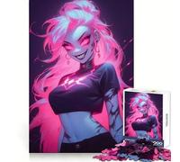 Pink Haired Goth Girl Jigsaw Puzzles 1000 Pieces for Adults Brain Skill Stress Release Exact Edge Wall Art Decor (50x75cm)